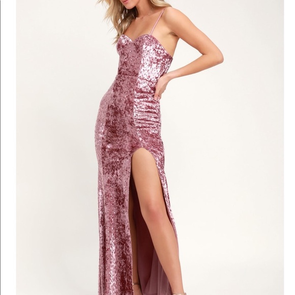 Simply Elegant Blush Pink Sequin Maxi - Picture 5 of 8